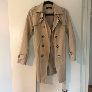 Women’s Khaki Trench Coat with Waist Tie | Size: XS/0-2